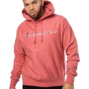 Champion Reverse Weave Hoodie Sweatshirt Drawstring Hand Pouch Siesta Pink M